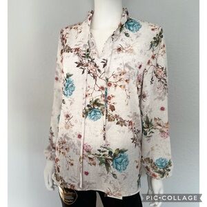 WOMENS BLOUSE FLORAL PRINT‎ LONG SLEEVES SHIRT TOP